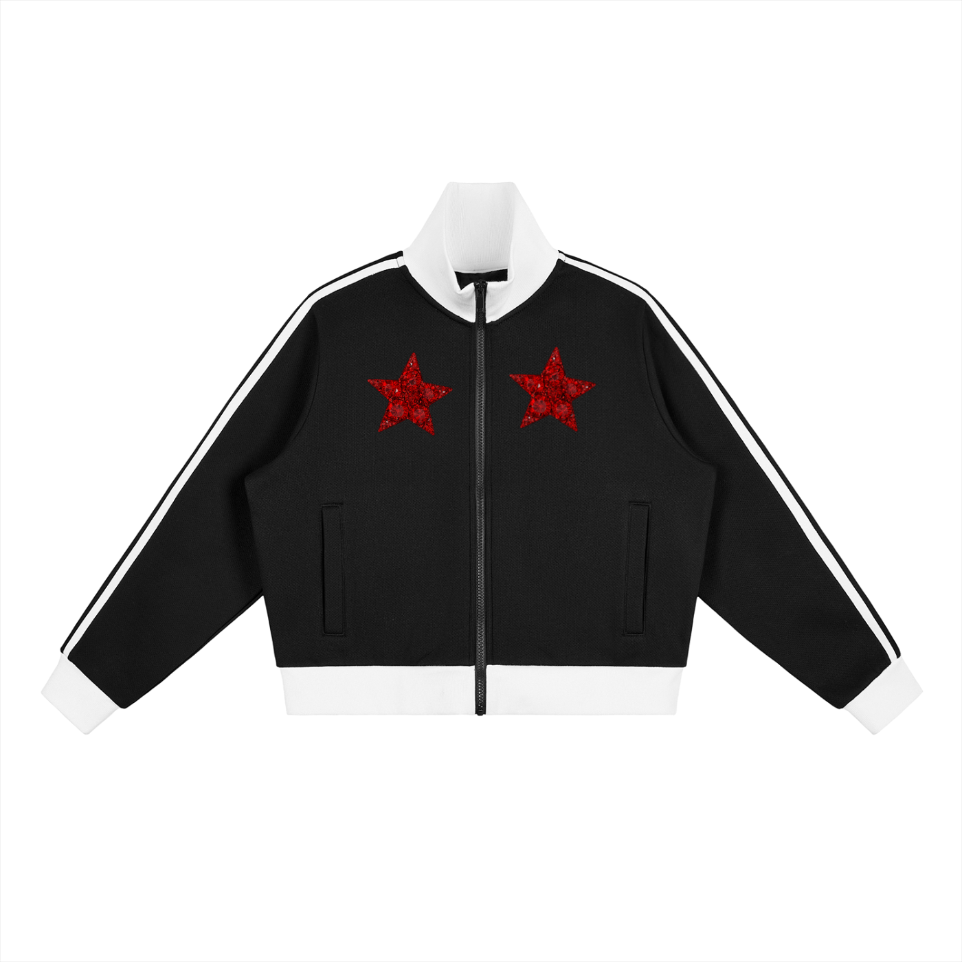 YOUNG STYLES STAR SIDE-STRIPE CROPPED TRACK JACKET