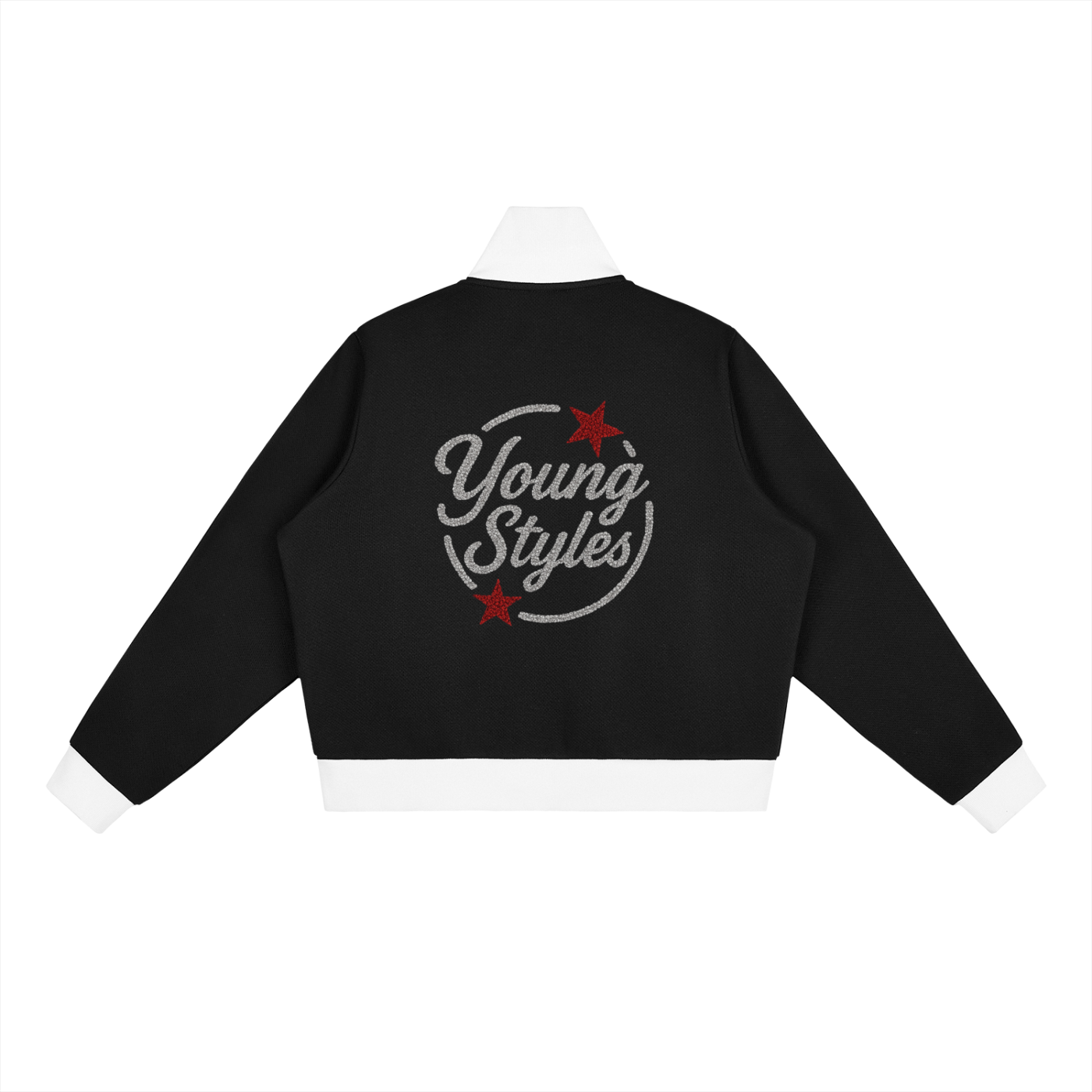 YOUNG STYLES STAR SIDE-STRIPE CROPPED TRACK JACKET